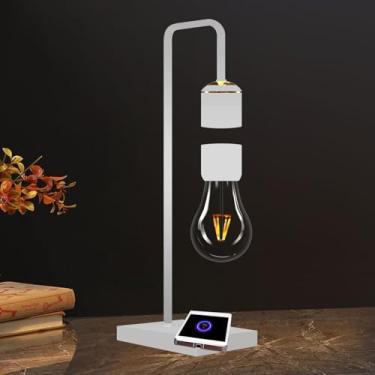 Imagem de Floatidea Lâmpada levitante magnética com base de carregamento sem fio (Apple/Android), lâmpada de levitação lâmpada de mesa flutuante, luz noturna LED branca para quartos, brinquedos de mesa