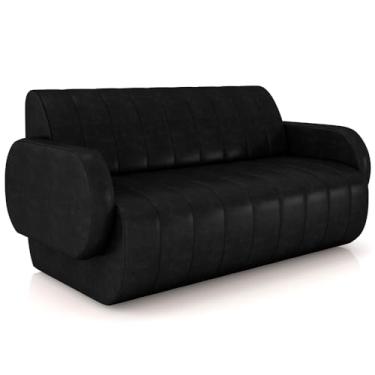 Imagem de Sofá 3 Lugares Sala Living Orgânico 188cm Fávara K01 Couríssimo Preto - Lyam Decor