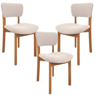 Imagem de Kit 03 Cadeiras Para Sala de Jantar Cozinha Living Estofada Dara L02 Suede Bege - Lyam Decor