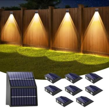 Imagem de Solar Fence Lights artcool Dual Panels Bright LED, pacote com 8