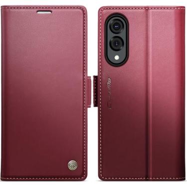 Imagem de WJXEXRS Capa carteira para Samsung Galaxy S25 Edge, elegante capa flip de couro PU com [bloqueio RFID] [suporte para cartão] [função de suporte] capa protetora à prova de choque para Samsung Galaxy