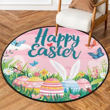 Imagem de Tapete redondo pequeno de 1,8 m de altura, tapete circular antiderrapante, lavável, tapete circular para quarto, sala de estar, berçário, cozinha, banheiro, entrada, decoração de casa