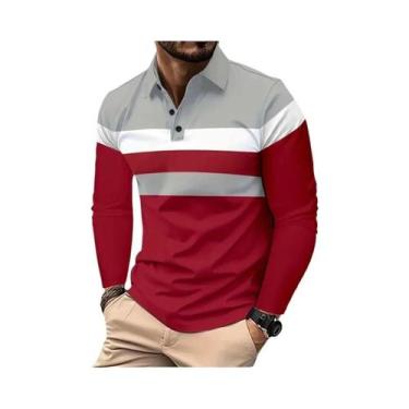 Imagem de Camisa Polo Masculina De Manga Longa Grande E Respirável Com Gola, Cam
