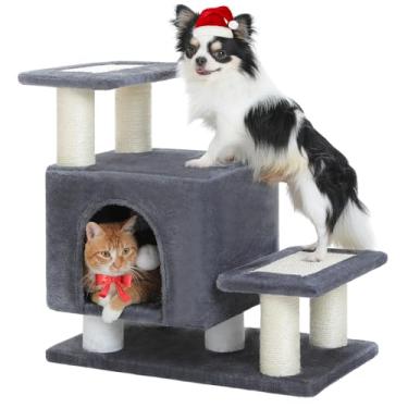 Imagem de UYMI Escada Para Cães E Arranhador Gatos 3 Em 1 Com Condomínio, Degraus Animais De Estimação Cama Alta, Sofá, Torre Alta Gatos, Tábua Resistência Pequenos, Ga