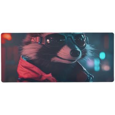 Imagem de Tapete de mouse moderno Raccoon City preto para jogos, macio, grande, 90 x 40 cm, superfície durável para movimentos precisos do mouse, base antiderrapante