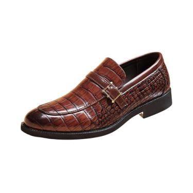 Imagem de Tênis masculino fashion casual verão cor sólida negócios formal sola macia sapatos de couro, Marrom, 38