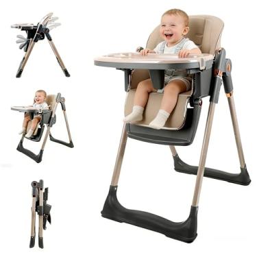 Imagem de Cadeira de Alimentação Bebê com Altura Ajustável, Múltiplos Níveis de Inclinação, Bandeja Removível, Encosto Ajustável, Dobragens Rápidas e Design Portátil, Cadeira Alimentação Bebê