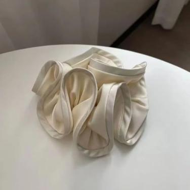 Imagem de Laços de cabelo bege seda brilhante lantejoulas elásticos elásticos suportes de rabo de cavalo para mulheres acessórios de cabelo