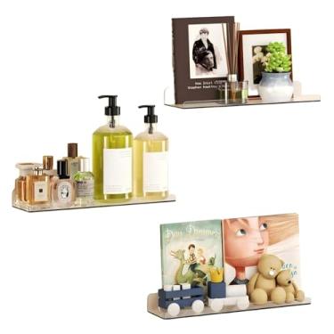 Imagem de Prateleiras flutuantes para decoração de parede, prateleiras de parede extra transparentes de 38 cm para quarto, sala de estar, cozinha, decoração de banheiro, esmalte de unhas/livro/decoração