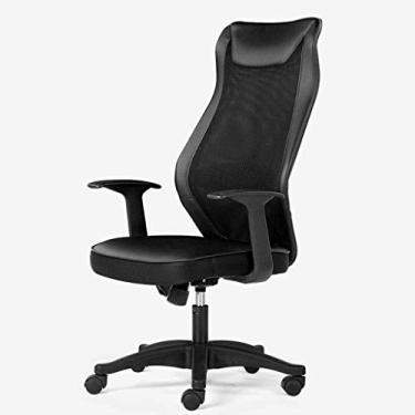 Imagem de Cadeira de escritório ergonômica doméstica couro ajustável elevação encosto alto cadeira de computador malha respirável cadeira de conferência (cor: couro completo)