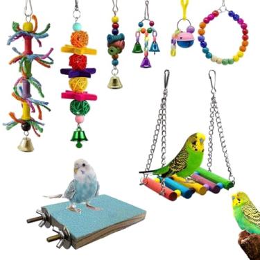 Imagem de Brinquedos Aves Pequenas - 8 Peças de Acessórios Para Conures | Brinquedo Natural Pendurável para Pássaros | para Araras Conures Periquitos Agapornis African Greys Munias Mainás Abrigos de