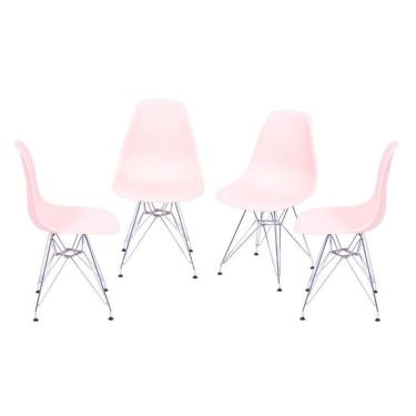 Imagem de Kit 4 Cadeiras Boxbit Dkr Eames Base Cromada Salmão