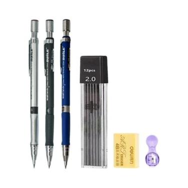 Imagem de Conjunto De Lápis Mecânico 2.0 Mm 2B Com Refil De Grafite Preto Para E