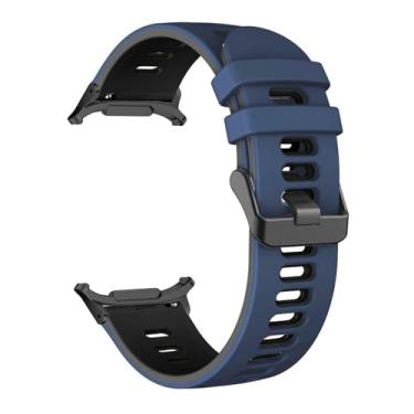 Imagem de SOMKB Pulseira esportiva de silicone para Samsung Galaxy Watch 7 Ultra de 47 mm sem lacunas para Galaxy Watch Ultra de 47 mm (azul preta)