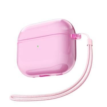 Imagem de Svanove Capa transparente para Airpods 3 com alça, linda capa de plástico rígido transparente para AirPods 3ª geração com corda, capas protetoras femininas Y2K TPU à prova de choque para mulheres e
