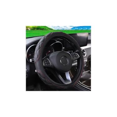 Imagem de Couslcd Capa de volante de couro de carro de 38 cm, acessórios automotivos, elástico, respirável, antiderrapante, protetor de roda macio, encaixe, acessórios universais de volantes automotivos para