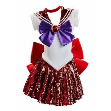 Imagem de haikyuu Fantasia feminina anime lua cosplay vestido com luvas acessórios de cabelo Jk uniforme rave roupa (vermelho, grande)