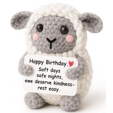 Imagem de WEYON Birthday Gift for Women – Mini Crochet Sheep Plush with Pun Card, Handmade 10cm, Cozy Calm, Romantic Cute Desk Nightstand Decor, Year-Round Keepsake