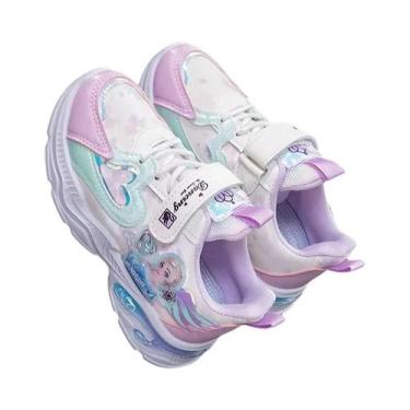 Imagem de Tênis Casuais Respiráveis Para Meninas Frozen Elsa, Tênis Brancos Tama