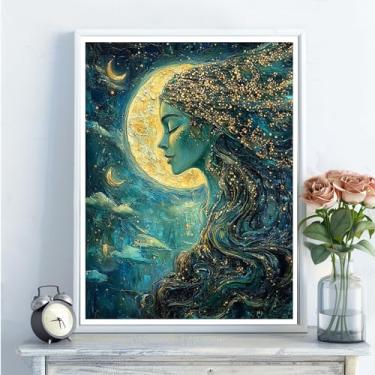 Imagem de Kits de arte de diamante 5D para adultos - kits de pintura de diamante DIY feminino, broca redonda completa - artesanato de ponto cruz bordado de cristal para decoração de parede, presentes de Natal