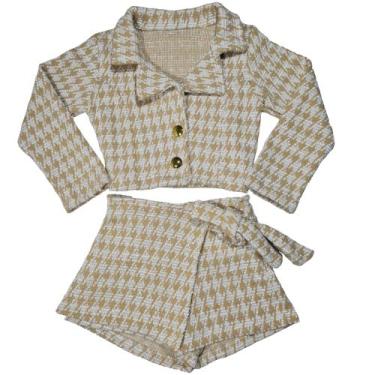 Imagem de Conjunto Infantil Blazer Short Saia Outono Inverno - 2L Kids, Bege, 12
