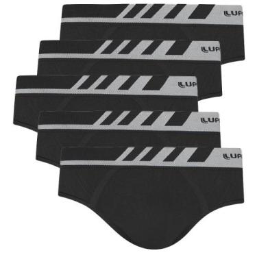 Imagem de Cueca Masculina Lupo Microfibra Slip Kit Com 5 Sem Costura, Preto, G