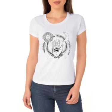 Imagem de Camiseta t shirt hamsa lua mistica sol - tumblr - babylook feminina - 