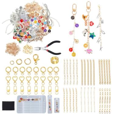 Imagem de MAQUITA 544 peças kit de fabricação de chaveiros de brilho labial com pingentes, incluindo 24 chaveiros, 30 extensores, corrente extensora 198, alicate de joias, kit de chaveiros DIY, para fabricação