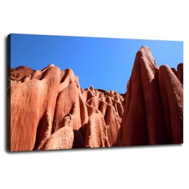 Imagem de Impressão em tela neutra arenito tons terra pôster arte de parede para casa 1 peça decorações com moldura 30,5 x 20,3 cm