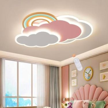 Imagem de Luminária de teto LED moderna com design criativo de nuvens, dimerizável, com controle remoto, lustre de metal para quarto de meninos e meninas, quarto infantil, sala de jantar, sala de esta