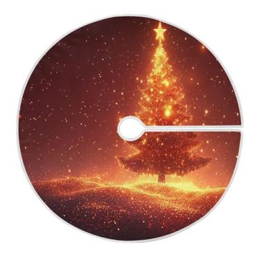 Imagem de Blueangle Saia de poliéster macio para árvore de Natal com estrelas brilhantes de 118 cm para decoração de árvore de Natal (463)