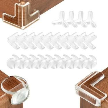 Imagem de 24 PCS Protetores de Cantos Borda 3 Formas e Canto Protetor Móvel PVC Espesso com Fita Adesiva para Bebês em Móveis Armário