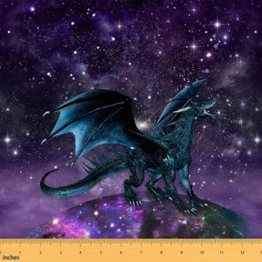 Imagem de Tecido Erosebridal Dragon Galaxy Nebula Star Safari Roxo Azul - Erose 