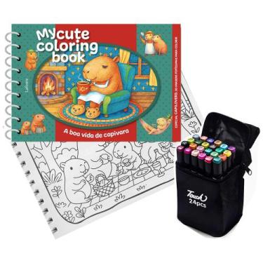 Imagem de Livro De Colorir Coleção My Cute Coloring Book Capa Dura Espiral Folha