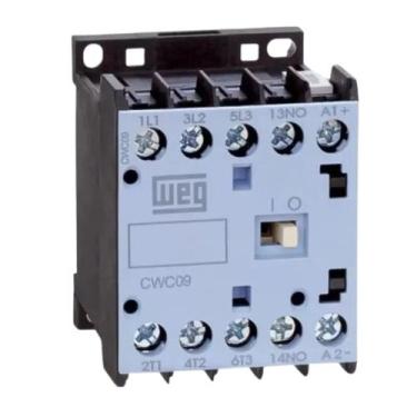 Imagem de Mini Contator Tripolar Cwc09 220Vca 9a Azul WEG Cód 12487232, Branco
