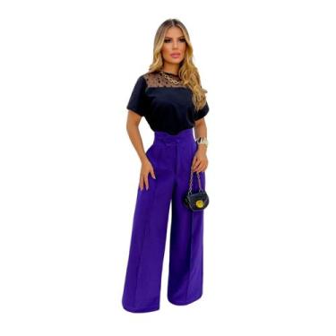 Imagem de Conjunto Feminino Social com Calça Pantalona e Blusa Elegante Confortá