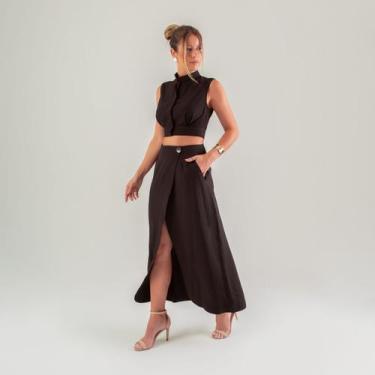 Imagem de Conjunto susie cropped e saia viscose feminino - Susie Modas, Preto, P