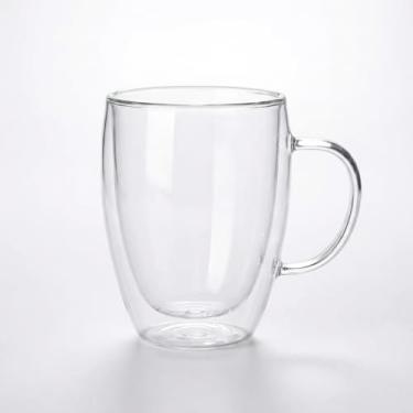 Imagem de Xícara Caneca Copo Vidro Duplo Parede Double Wall 350ml Borossilicato Transparente Térmico Com Alça Café Cappuccino Chá