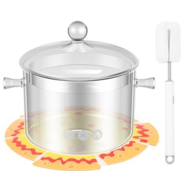 Imagem de Panela de vidro transparente com tampa, 1,821 g, panela de vidro borossilicato, panelas de vidro resistente ao calor, conjunto de panelas de fogão transparente para macarrão, sopa de leite