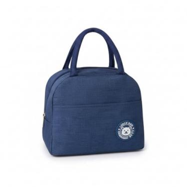 Imagem de Bolsa Térmica Lancheira Para Marmita Com Alça, Portátil, Ideal Para Refeições, Transporte de Alimentos (Azul)