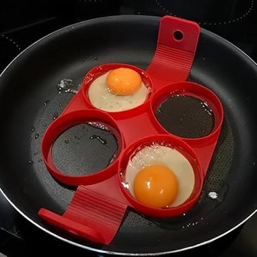 Imagem de 1 anel de panqueca de ovo de silicone, molde antiaderente para cozinhar sem esforço, adequado para café da manhã e brunch, acessório de cozinha - formato redondo