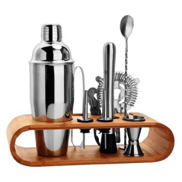 Imagem de Kit Coqueteleira Inox 12 Peças com Suporte de Madeira – Completo para Drinks, Caipirinha e Coquetéis Profissionais