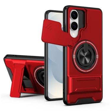 Imagem de SORAKA Capa para Samsung Galaxy S25 Edge com suporte,proteção de lente com janela e capa dupla de PC e TPU compatível com suporte magnético para carro