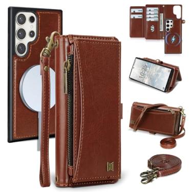 Imagem de BLISLIAR Capa carteira para Samsung Galaxy S24 Ultra com suporte para cartão/carteira/alça transversal | Bloqueio RFID | Magnético | Suporte | Destacável | Capa de telefone de couro PU para Galaxy S24