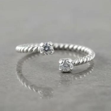 Imagem de Anel prata 925 regulavel falange P ponto de luz Pedra Zircônia Fabro Saints