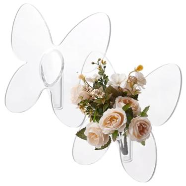 Imagem de PH PandaHall 2 vasos de flores de acrílico transparente para flores 22 x 21 x 6 cm, vasos de borboleta transparentes para decoração de escritório em casa, dia das mães, aniversário, festa de casamento