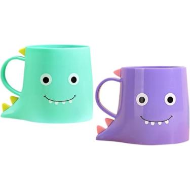 Imagem de Suportes de escova de dentes de plástico para crianças, copos de banheiro de criança de dinossauro fofo 2PCS, copos de enxaguatório bucal de escova de dentes duráveis, para casa, (Estilo B)