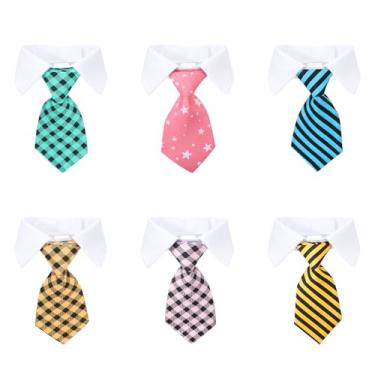 Imagem de Segarty Gravata de gato, pacote com 6 gravatas para gatos com terno colarinho branco ajustável, gravatas de smoking para machos, meninos, gatos, cachorros pequenos, aniversário, dia dos namorados,