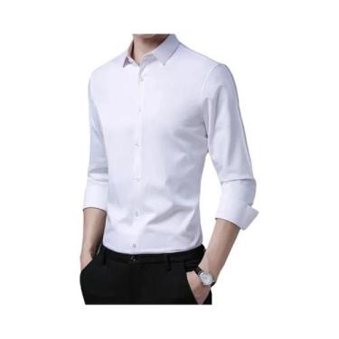 Imagem de Camisa masculina casual fashion empresarial cor sólida manga comprida 