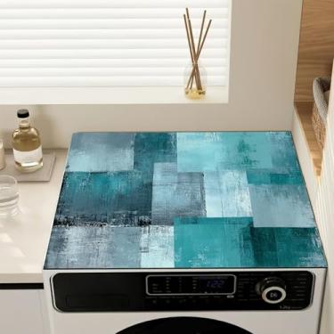 Imagem de Capas de lavadora e secadora, capa antiderrapante para máquina de lavar, tapete protetor à prova de poeira azul grunge abstrato para lavanderia e cozinha, 59,9 cm x 50 cm